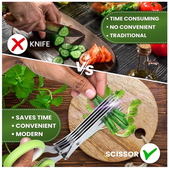 Herb Scissors 5 Blades With Safety Cover and Cleaning Comb New In Box - Picture 3 of 6